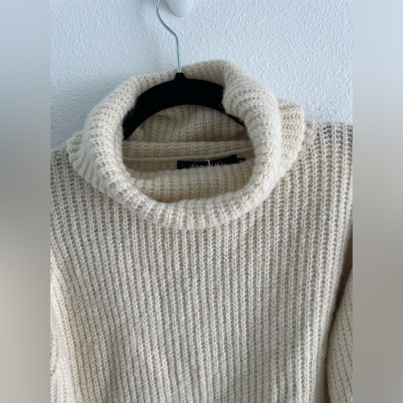 NWT Nasty Gal camel cream fold over turtleneck sweater balloon sleeves | S/M - Picture 2 of 10